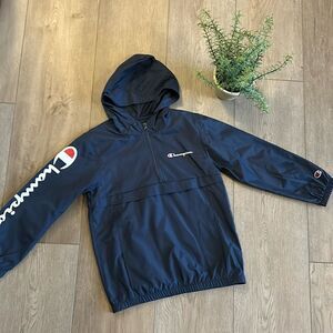 NEW!! BOYS CHAMPION PULLOVER WINDBREAKER NAVY SIZE SMALL NWOT